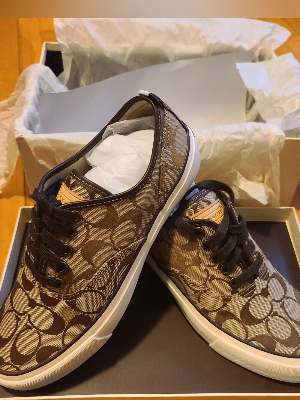 Coach Brown Signature Canvas Low-Top Sneakers